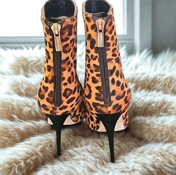 Jimmy Choo NWOT/B Calf Hair Leopard Print Ankle Boots W37.5 - Picture 3 of 12